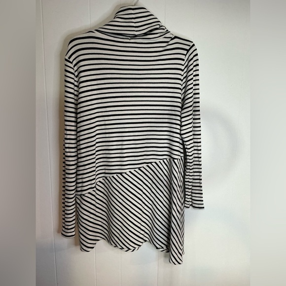 Zenergy Sweater Womens Size 2 White Black Striped Long Sleeve Cowl Neck - Picture 5 of 5